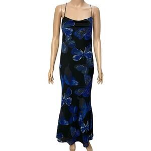 Beige Botany Butterfly Maxi Dress Small Cowl Neck Fairy Party Wedding Guest